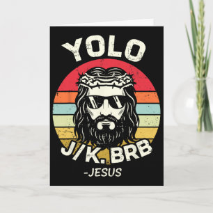 Tarjeta Yolo Jk Brb Jesús Día de Pascua Divertida Resurrec