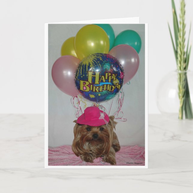 Tarjeta Yorkie Balloon Happy B Day (Anverso)
