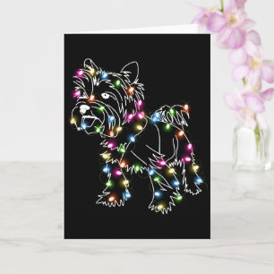 Tarjeta Yorkie Con Luces De Navidad Dueño De Yorkie Cute X