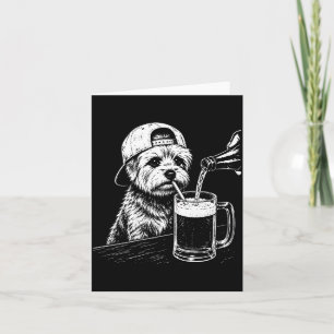 Tarjeta Yorkie de espaldas bebiendo cerveza Meme divertido
