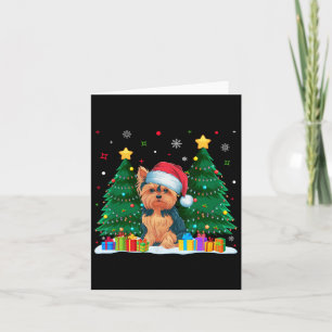 Tarjeta Yorkie Dog Amantes de Santa Hat Navidades feos sué
