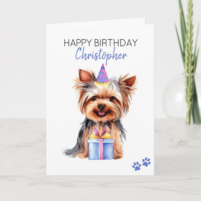 Tarjeta Yorkie Dog Personalizado Feliz Cumpleaños (Anverso)