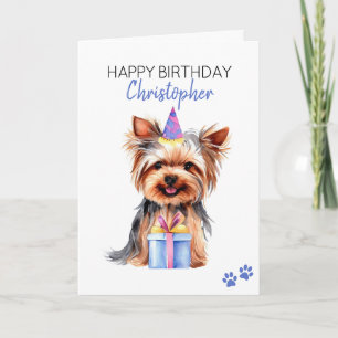 Tarjeta Yorkie Dog Personalizado Feliz Cumpleaños