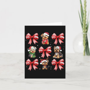 Tarjeta Yorkie Dogs Cute Coquette Bow Navidades Mascota An