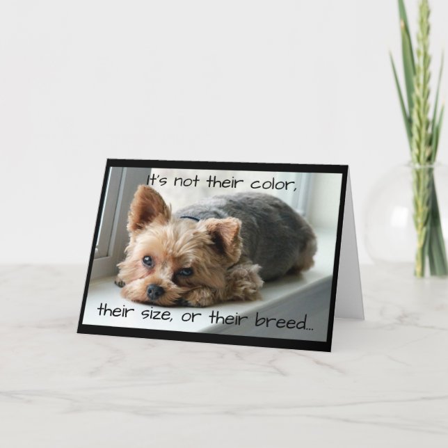 Tarjeta Yorkie en condolencia del mascota del travesaño de (Anverso)
