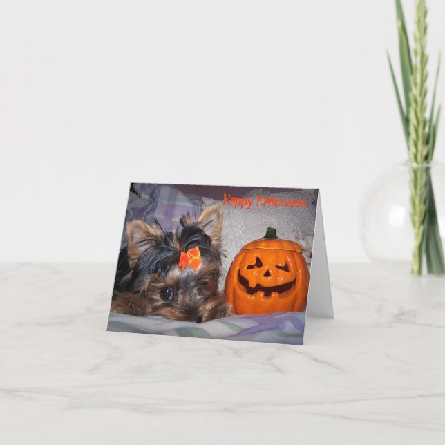 Tarjeta Yorkie Halloween Notecard (Anverso)