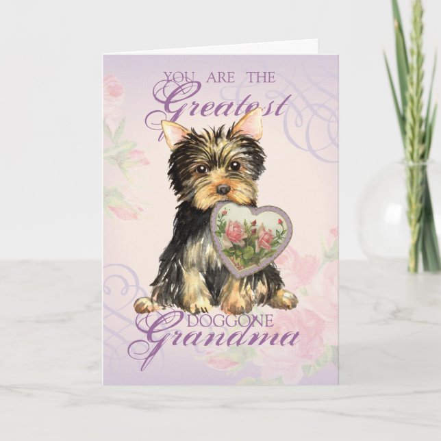 Tarjeta Yorkie Heart Grandma (Anverso)