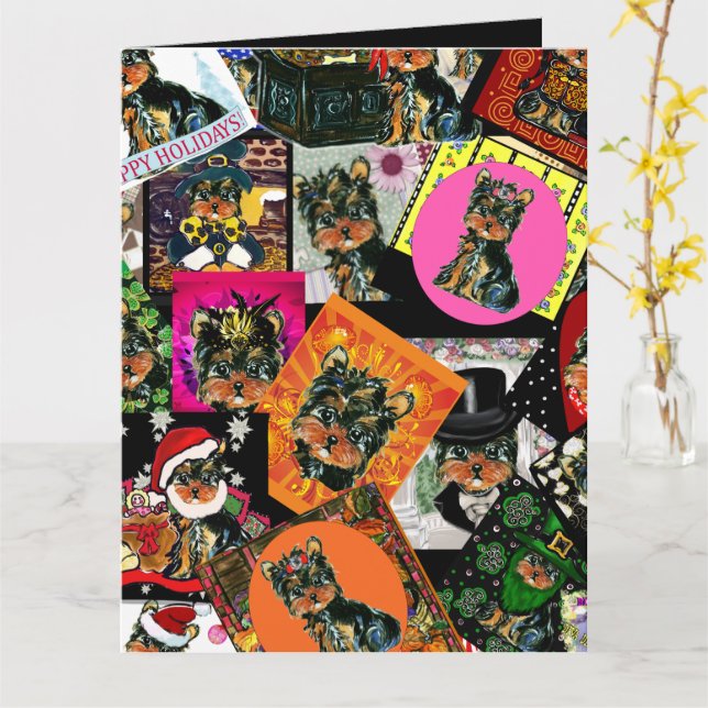 TARJETA YORKIE POO (flor amarilla)