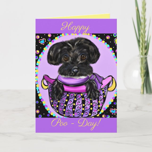 Tarjeta Yorkie poo negro (Anverso)