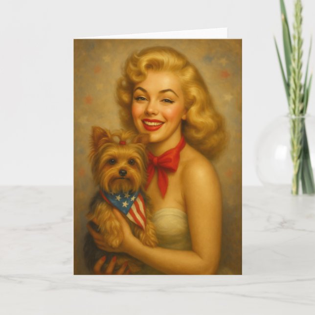 Tarjeta Yorkie Vintage (Anverso)