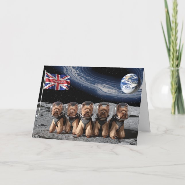 Tarjeta Yorkies de la Luna Divertidos (Anverso)