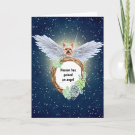 Tarjeta Yorkshire terrier angel succulent wreath night