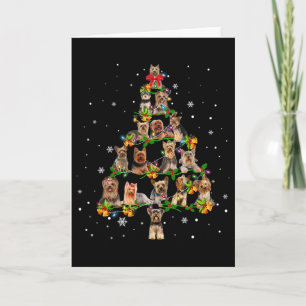 Tarjeta Yorkshire Terrier árbol de Navidad Santa Perro div