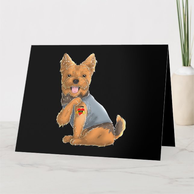 Tarjeta Yorkshire Terrier I Love Mom Tattoo Dog Shirt York (Anverso)