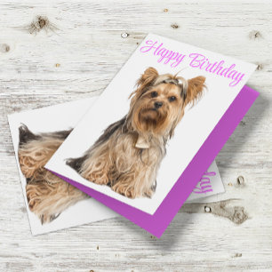 Tarjeta Yorkshire Terrier Pink Cute Yorkie Feliz cumpleaño