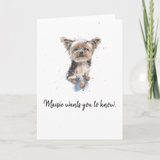 Tarjeta Yorkshire Terrier, Yorkie fecha personalizada de l (Anverso)