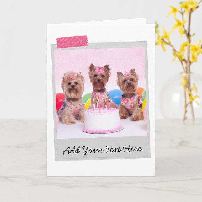 Tarjeta Yorkshire Terriers Yorkies Cumpleaños Cake Funny (flor amarilla)