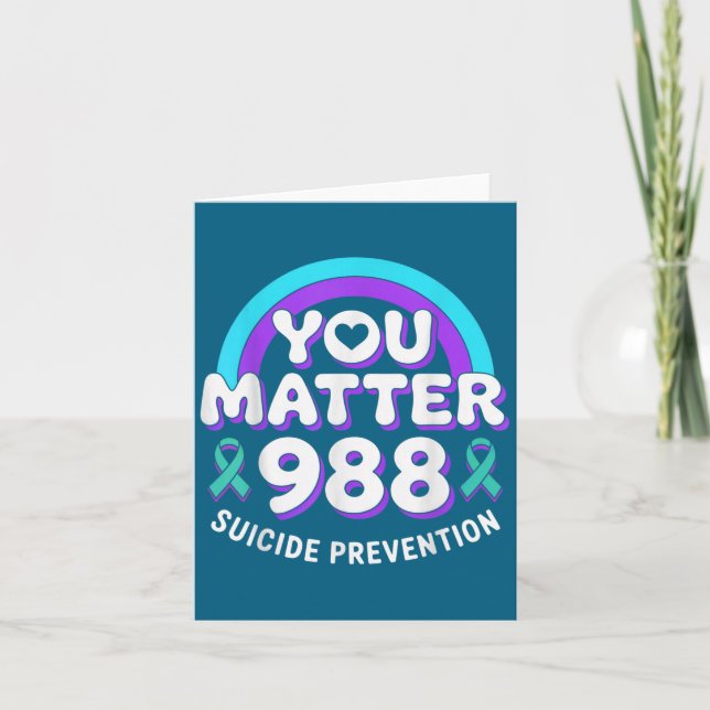 Tarjeta You 988 Suicide Prevention Awareness Rainbow Ribbo (Anverso)