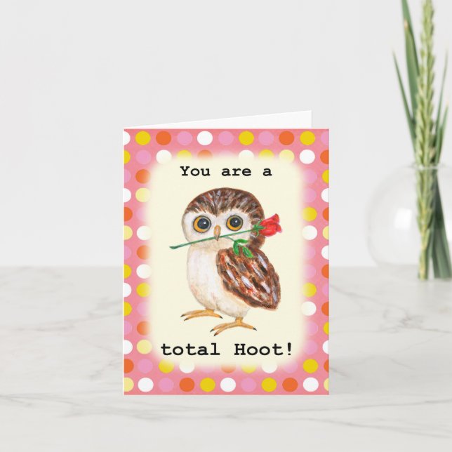 Tarjeta You are a total Hoot Cute Funny Owl Valentine (Anverso)