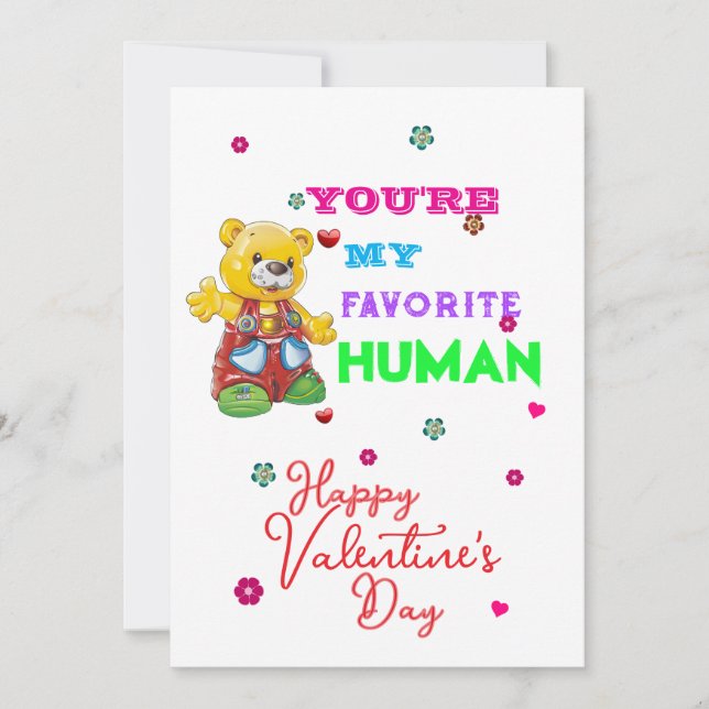 Tarjeta You are my favorite human Valentine's day  (Anverso)