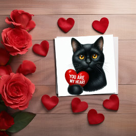 Tarjeta You Are My Heart Valentine Poem Black Cat Holiday