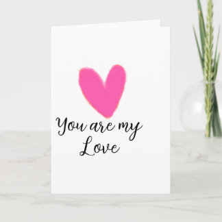 Tarjeta you are my love pink red heart watercolor kidretro