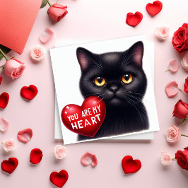 Tarjeta You Are My Valentine Heart Poem Black Cat Holiday