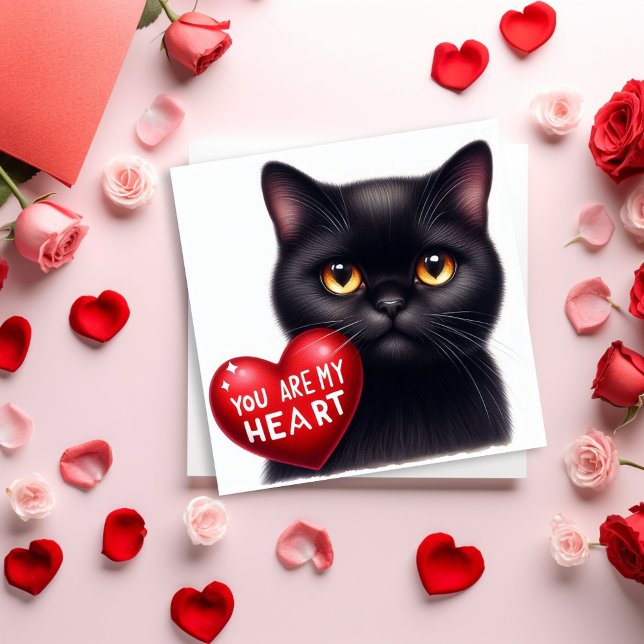 Tarjeta You Are My Valentine Heart Poem Black Cat Holiday  (Subido por el creador)