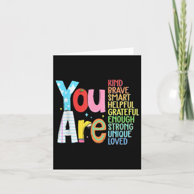 Tarjeta You Are Smart Brave Strong Kind Loved Motivation T (Anverso)