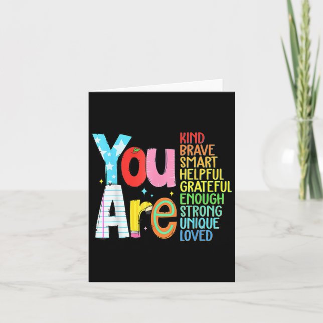 Tarjeta You Are Smart Brave Strong Kind Loved Motivation T (Anverso)