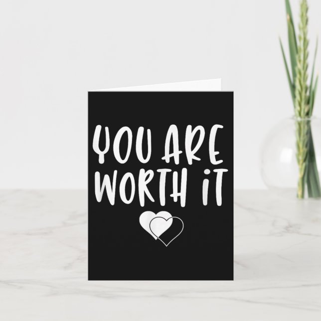 Tarjeta You Are Worth It Cute Motivational Women Hearts De (Anverso)