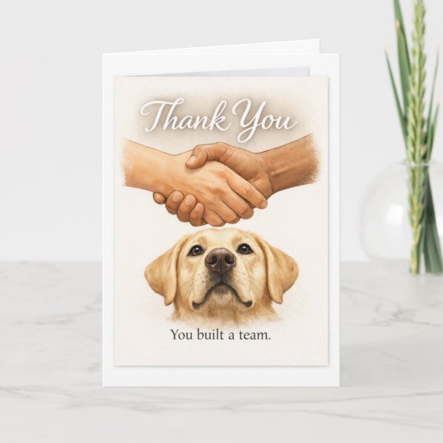 Tarjeta You Built a Team – Yellow Labrador Guide Dog (Anverso)
