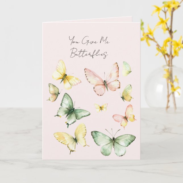 Tarjeta You Give Me Butterflies Love (flor amarilla)