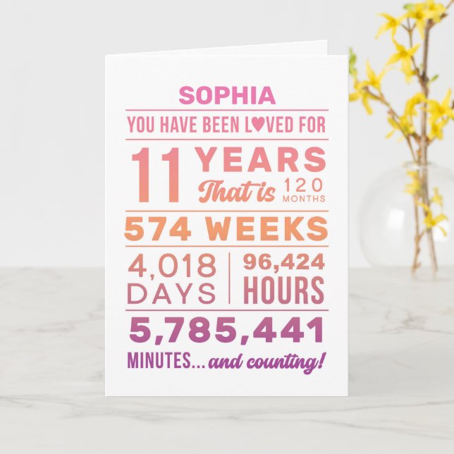 Tarjeta You Have Been Loved 11 Years Birthday Card (flor amarilla)