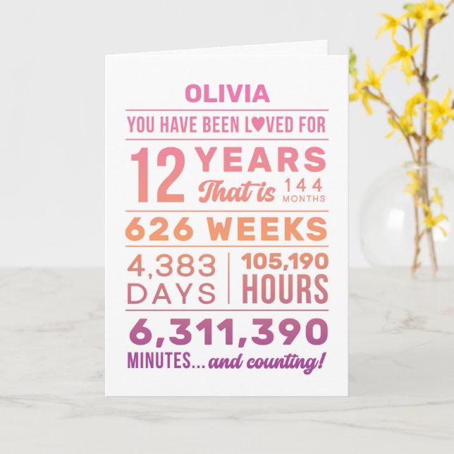 Tarjeta You Have Been Loved 12 Years Birthday Card (flor amarilla)