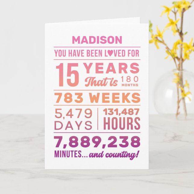 Tarjeta You Have Been Loved 15 Years Birthday Card (flor amarilla)