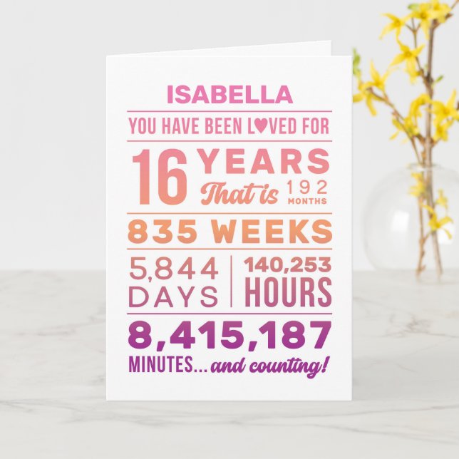 Tarjeta You Have Been Loved 16 Years Birthday Card (flor amarilla)