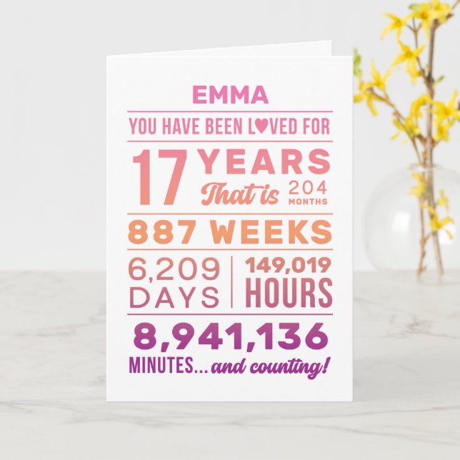 Tarjeta You Have Been Loved 17 Years Birthday Card (flor amarilla)