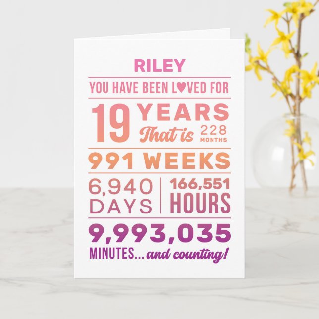 Tarjeta You Have Been Loved 19 Years Birthday Card (flor amarilla)