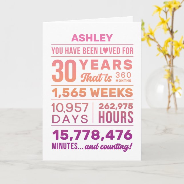 Tarjeta You Have Been Loved 30 Years Birthday Card (flor amarilla)