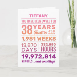 Tarjeta You Have Been Loved 38 Years, Custom Name Birthday