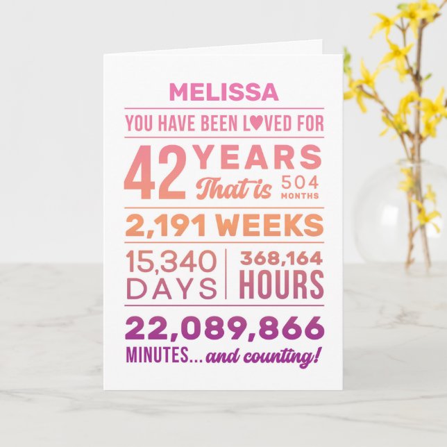 Tarjeta You Have Been Loved 42 Years Birthday Card (flor amarilla)