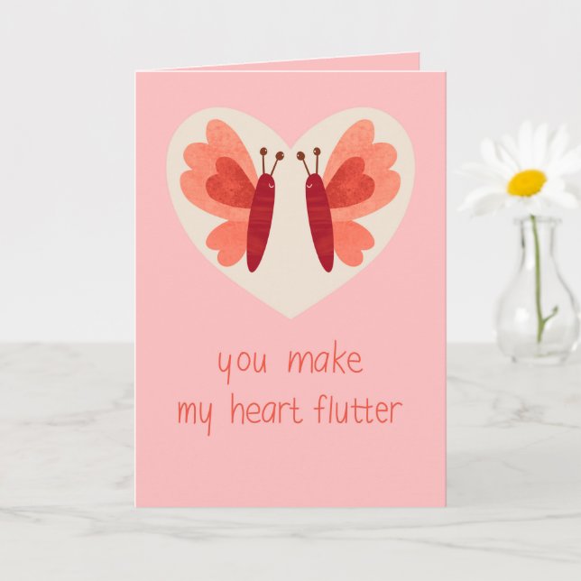 Tarjeta You Make My Heart Flutter - Butterfly Love (Planta pequeña)