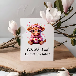 Tarjeta You Make My Heart Go Moo Funny Valentines  Day