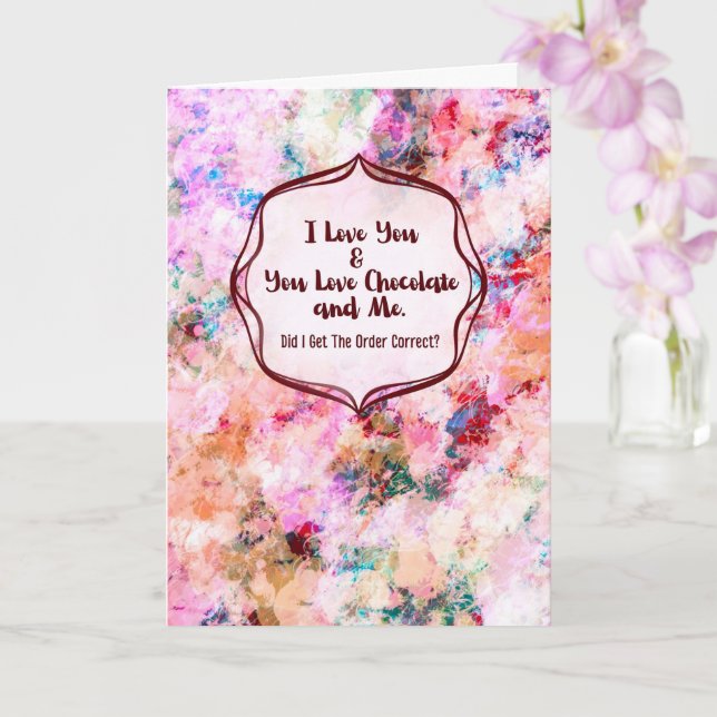 Tarjeta You, Me & Chocolate – Funny Anniversary  (Orquídea)