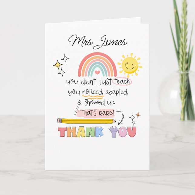 Tarjeta You Noticed Teacher Thank You SENCO SEN teacher (Anverso)