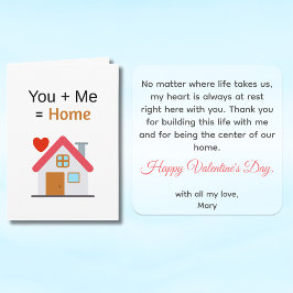 Tarjeta You Plus Me Equals Home Valentine's Day 