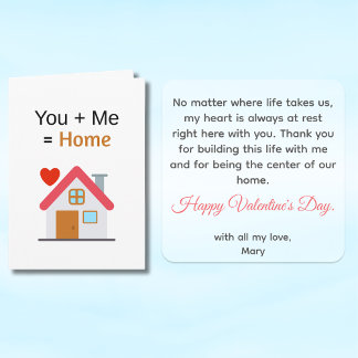 Tarjeta You Plus Me Equals Home Valentine's Day 