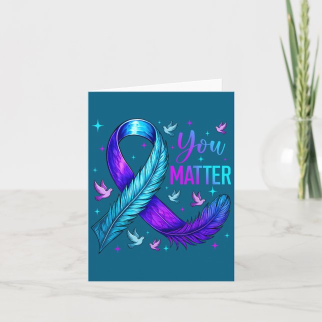 Tarjeta You Ribbon Bird Suicide Prevention Awareness  (Anverso)