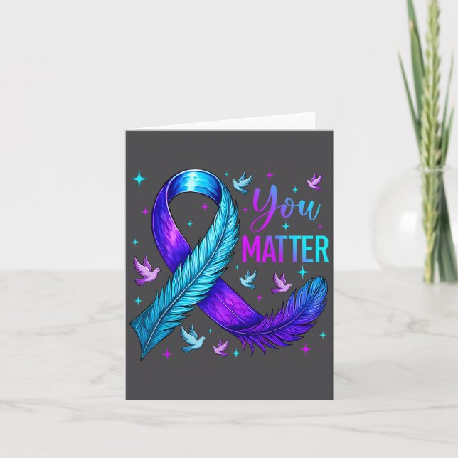 Tarjeta You Ribbon Bird Suicide Prevention Awareness  (Anverso)